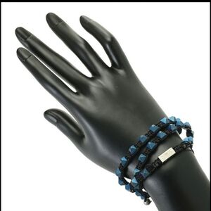 Invicta Blue and Black Beaded Bracelet Set
